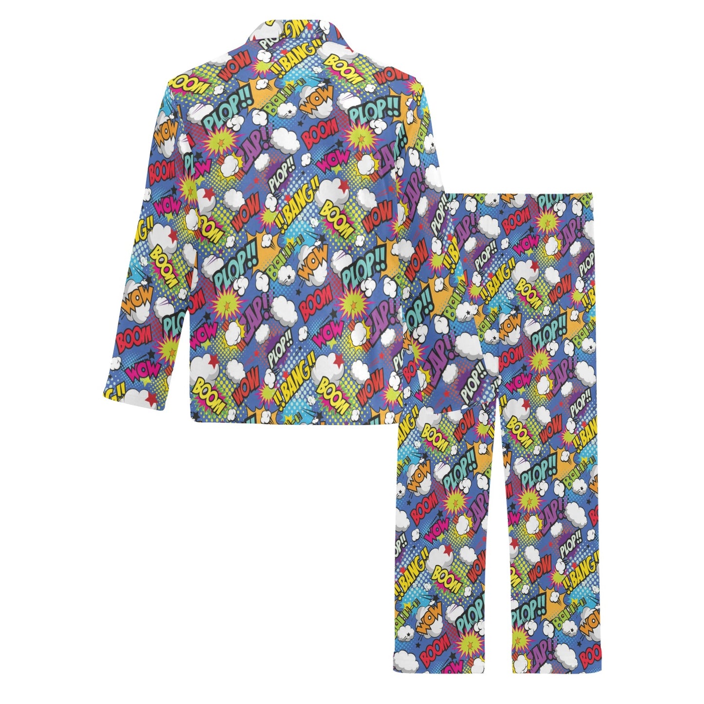 Comic Book Pattern Print Design 02 Men's Long Pajama Set