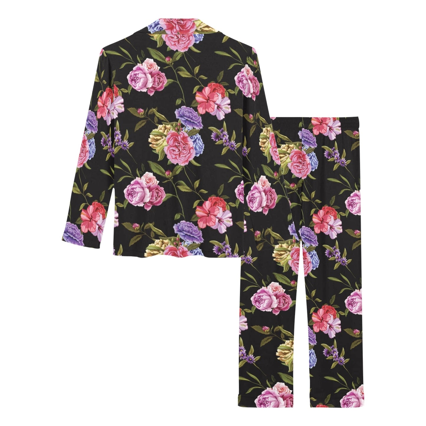 Carnations Pattern Print Design CN05 Women's Long Pajama Set