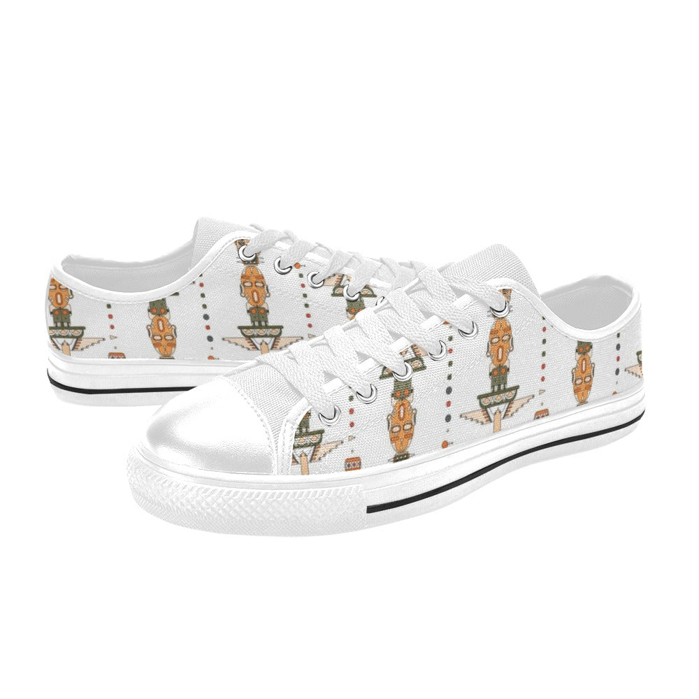 Totem Print Design LKS302 Women's White Low Top Shoes