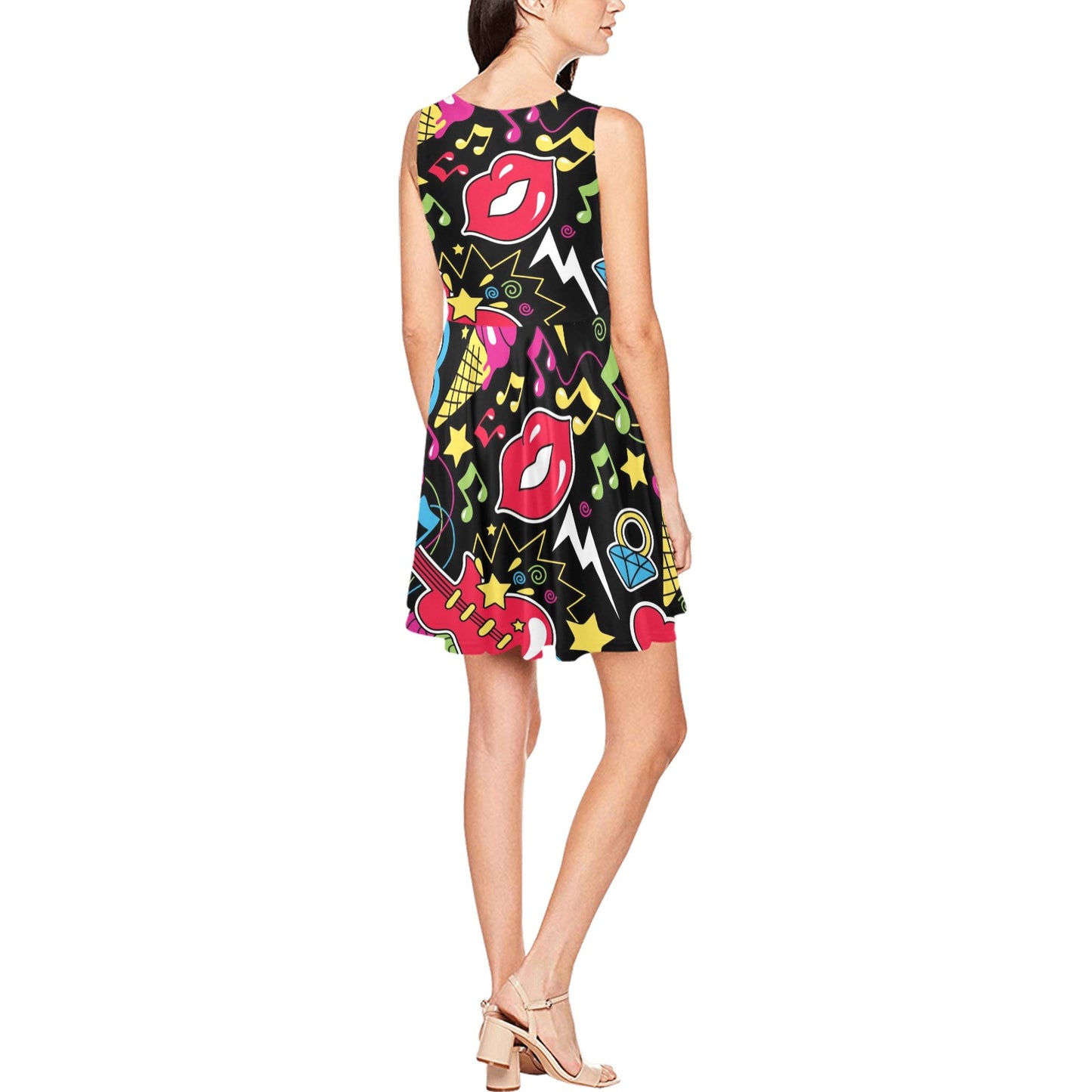 Pop Art Pattern Print Design A04 Sleeveless Dress