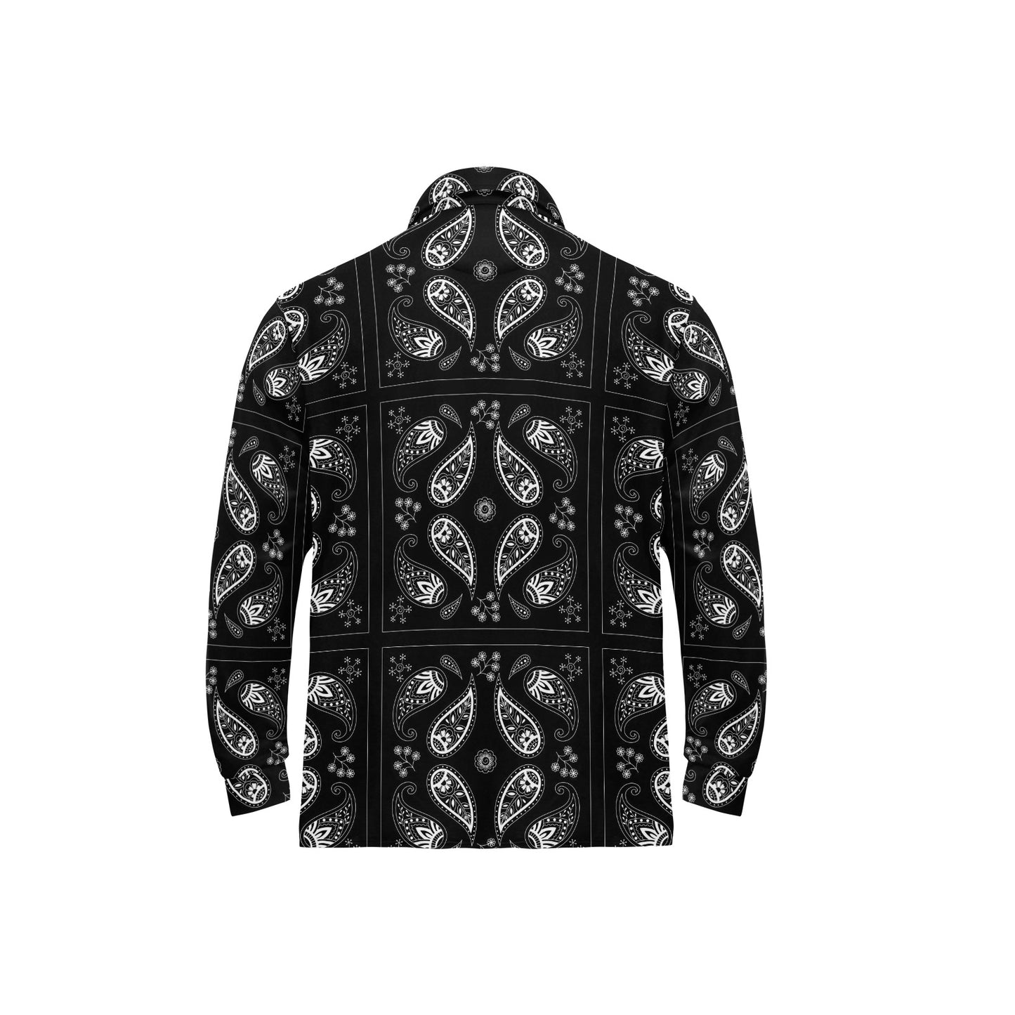 Bandana Paisley Black Print Design LKS308 Long Sleeve Polo Shirt For Men's