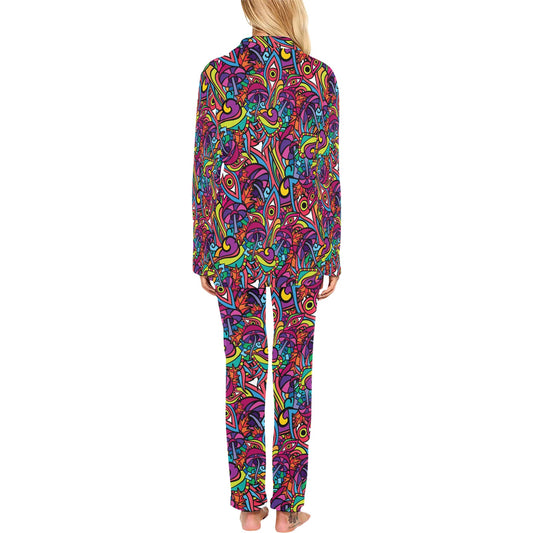 Trippy Print Design LKS302 Women's Long Pajama Set