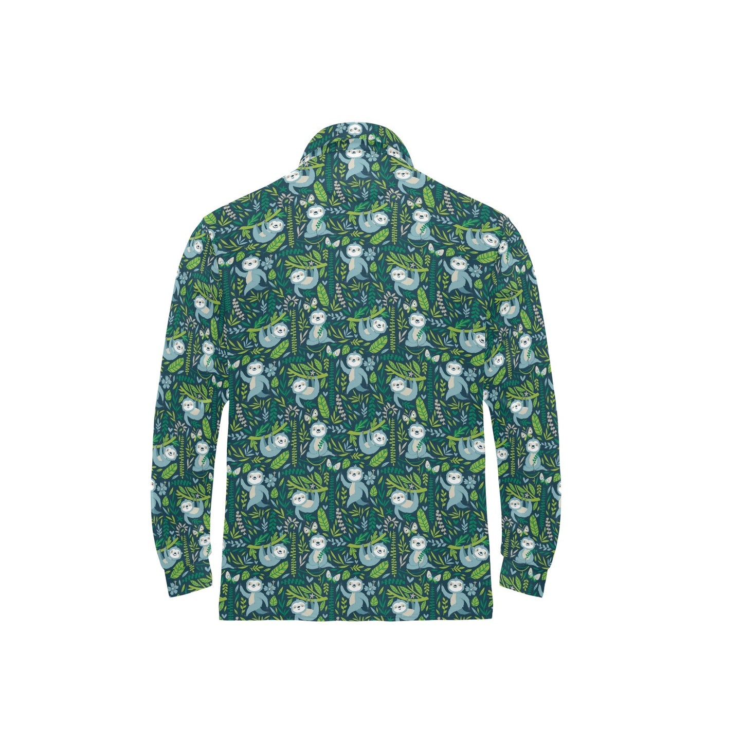 Sloth Print Design LKS304 Long Sleeve Polo Shirt For Men's