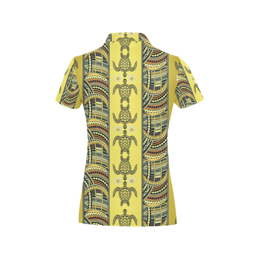 Polynesian Turtle Hawaiian Design Print Women's Polo Shirt