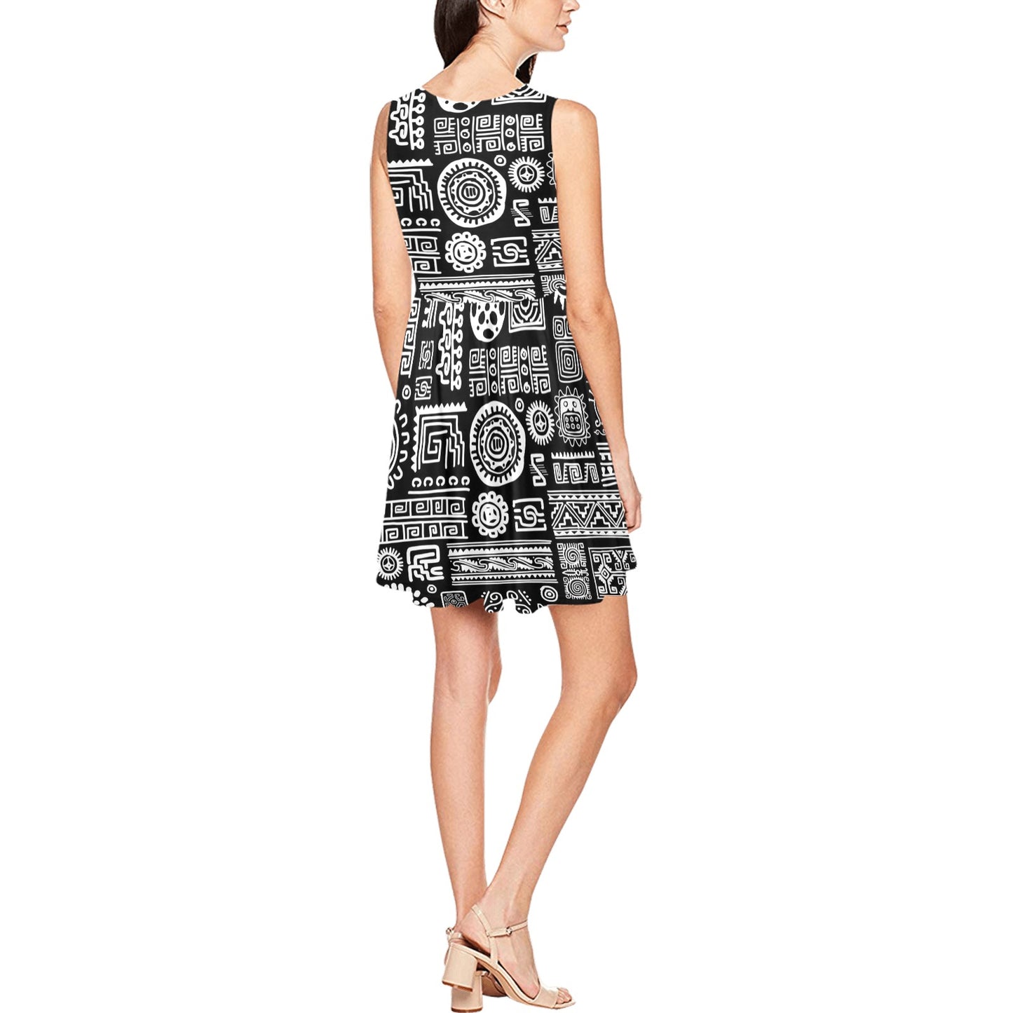 Polynesian Pattern Print Design A02 Sleeveless Dress