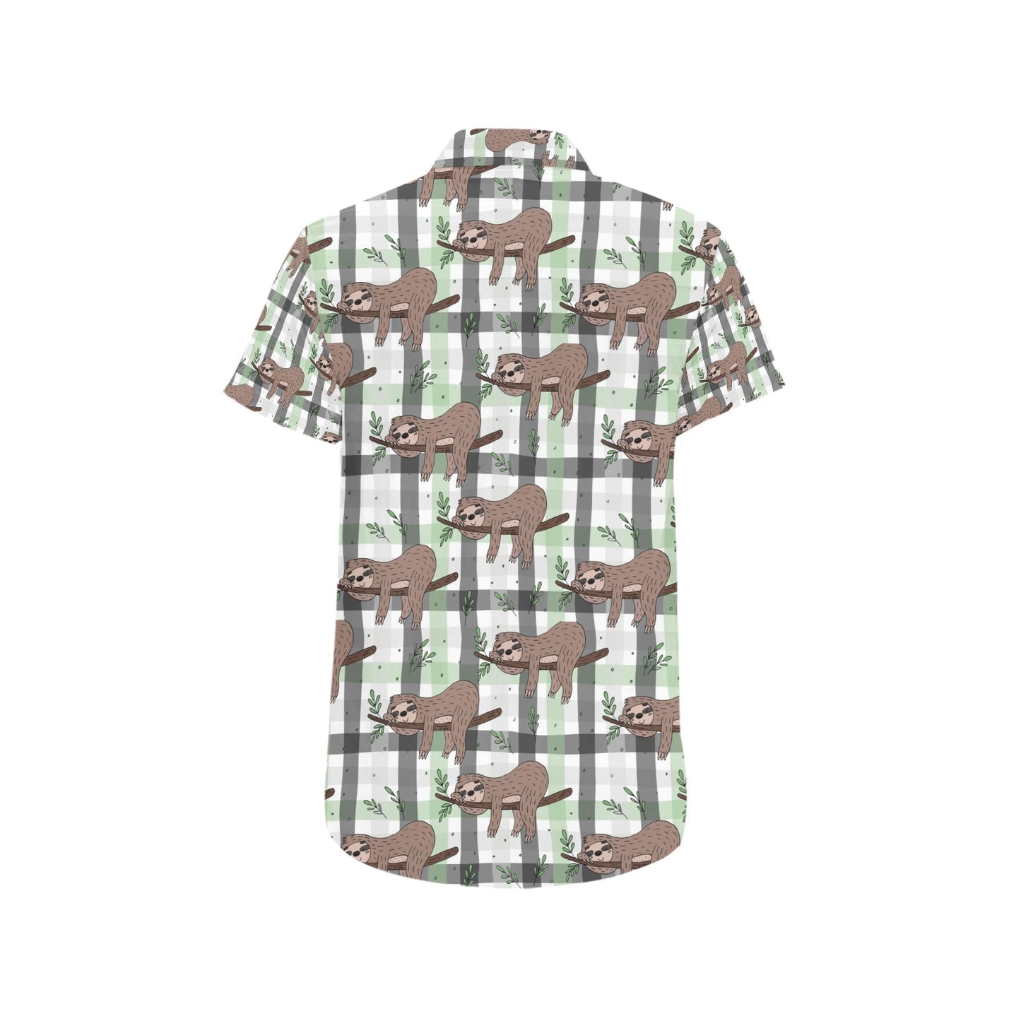 Sloth Print Design LKS301 Men Short Sleeve Button Up Shirt