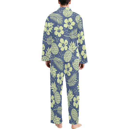 Pineapple Pattern Print Design PP07 Men's Long Pajama Set
