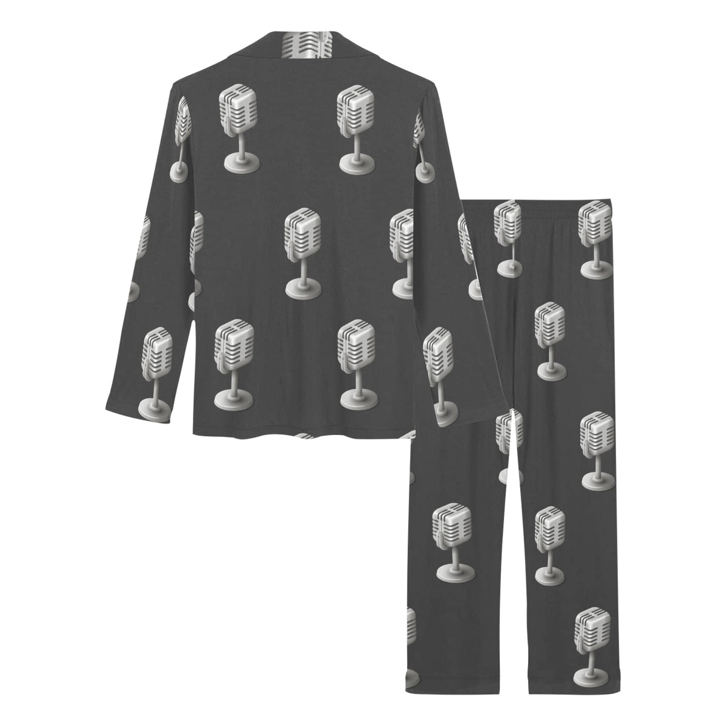 Microphone Vintage Pattern Print Design 01 Women's Long Pajama Set