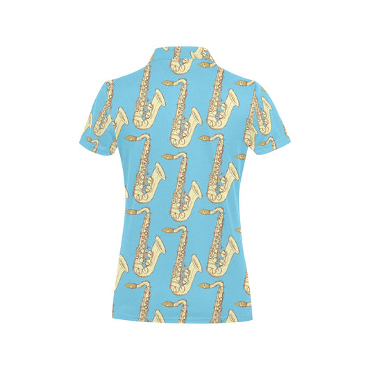 Saxophone Pattern Print Design 03 Women's Polo Shirt