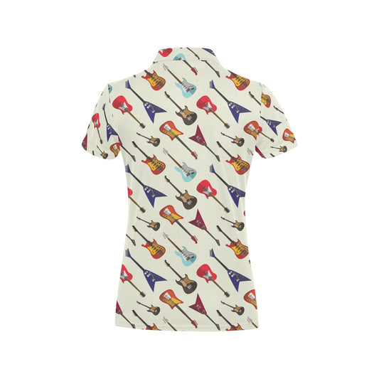 Electric Guitar Print Design LKS404 Women's Polo Shirt