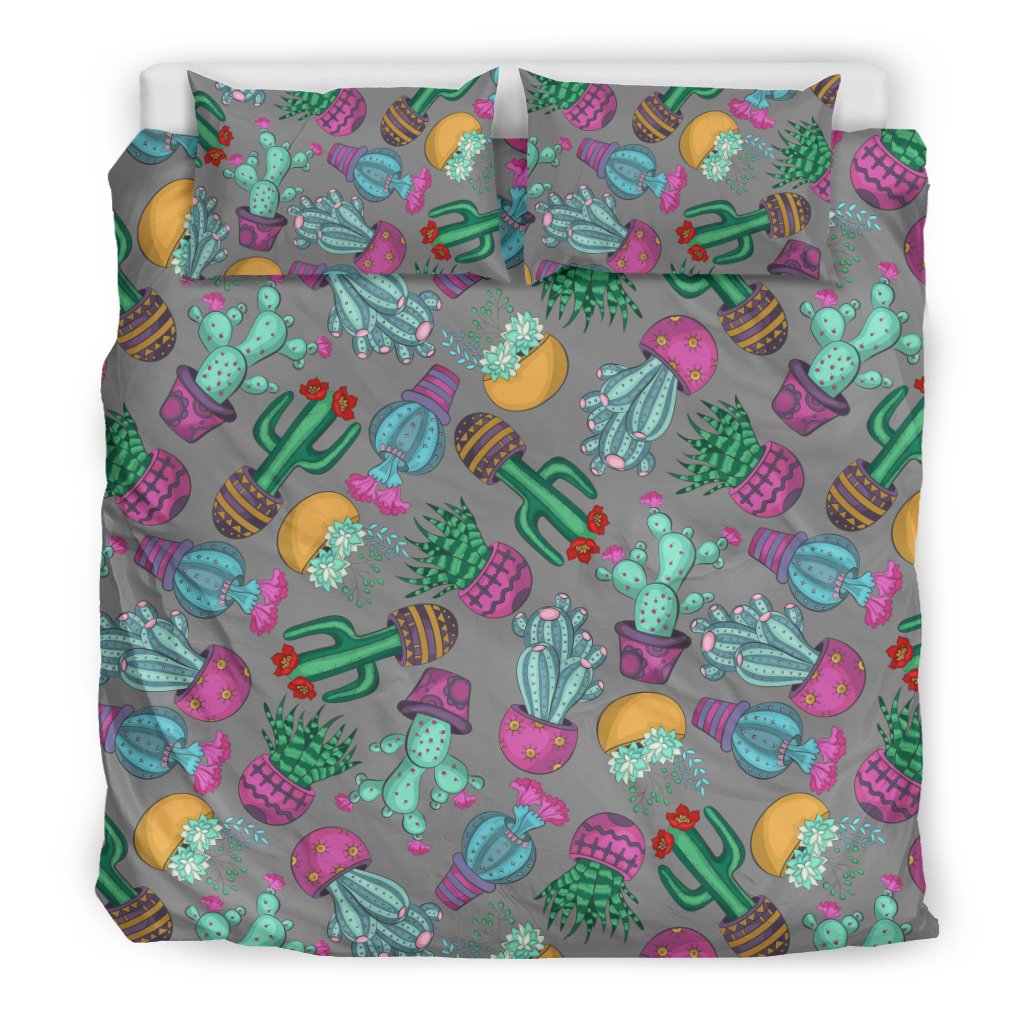 Cactus Colorful Print Pattern Duvet Cover Bedding Set
