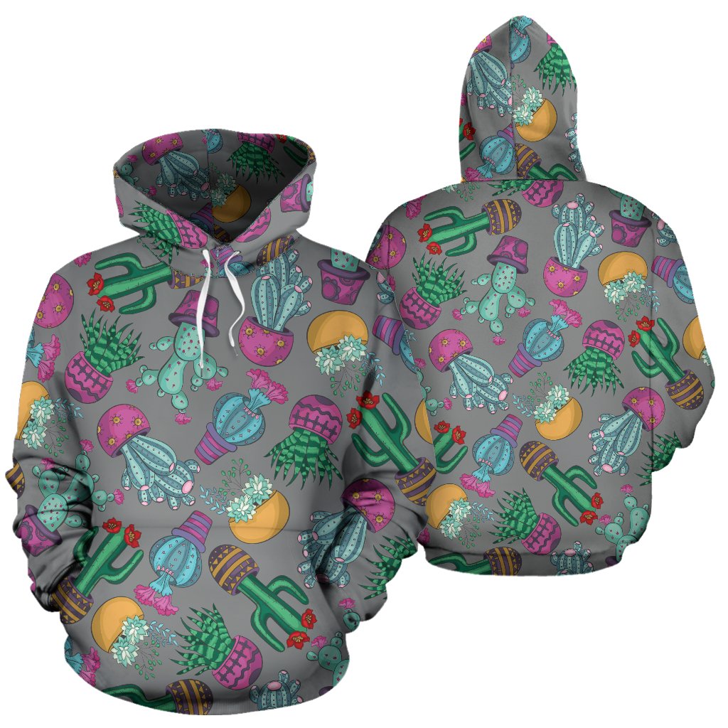 Cactus Colorful Print Pattern Pullover Hoodie
