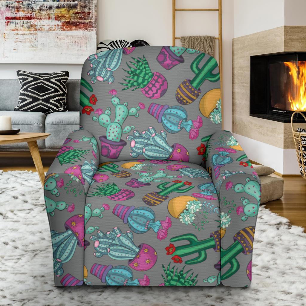 Cactus Colorful Print Pattern Single Sofa Slipcover -JTAMIGO.COM