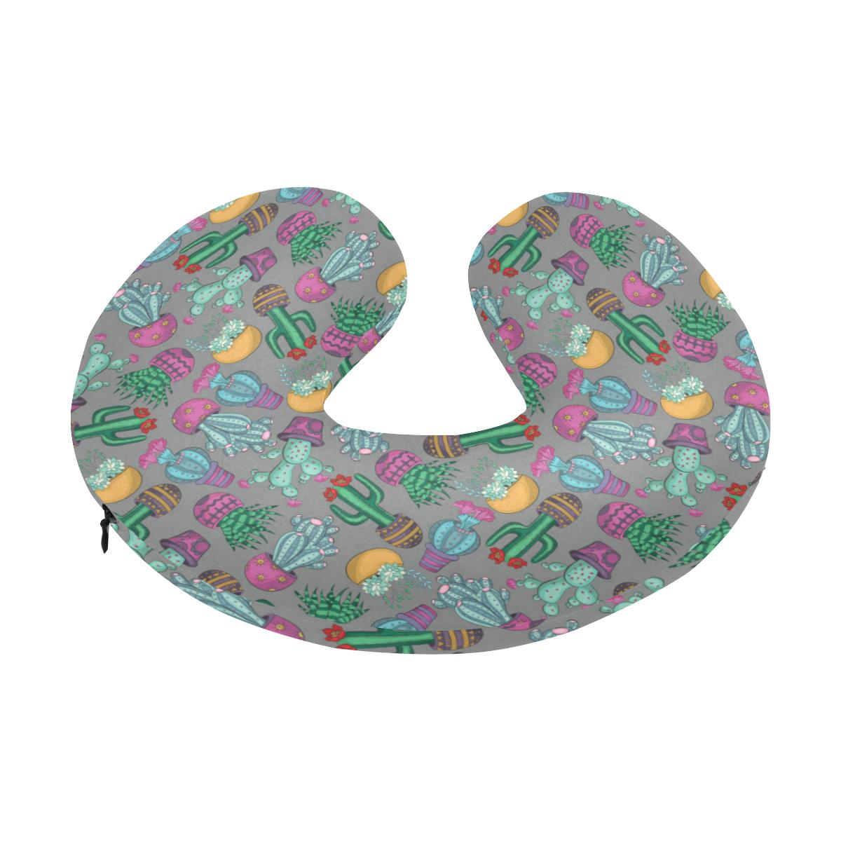 Cactus Colorful Print Pattern U-Shaped Travel Neck Pillow-JTAMIGO.COM