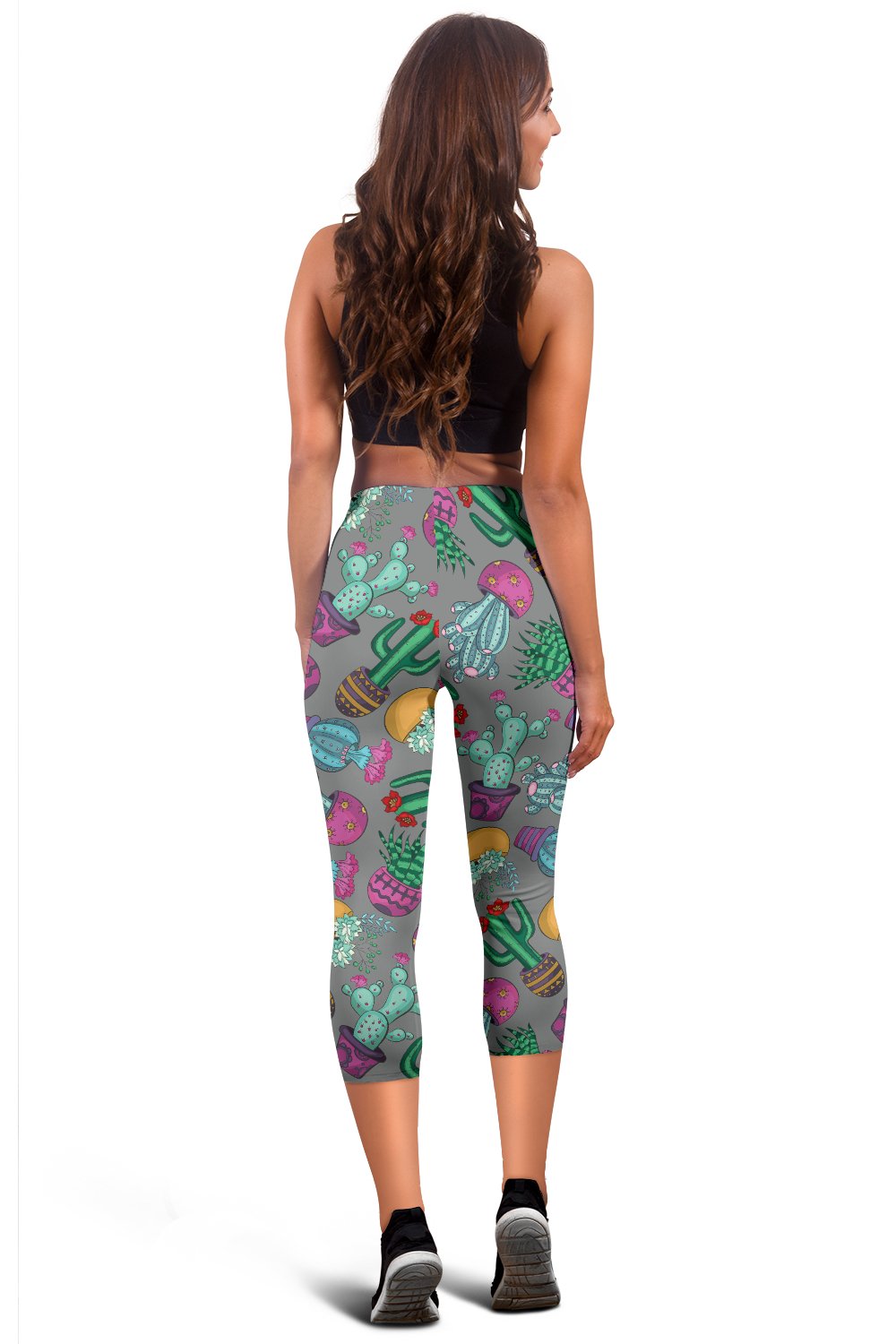 Cactus Colorful Print Pattern Women Capris