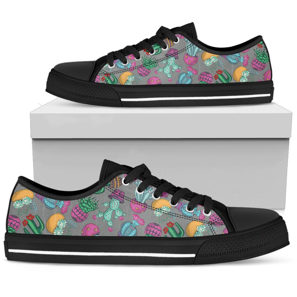 Cactus Colorful Print Pattern Women Low Top Shoes