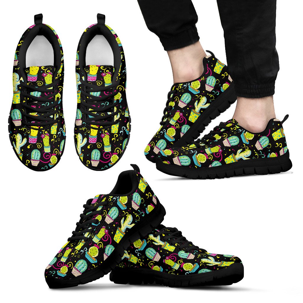 Cactus Neon Style Print Pattern Men Sneakers Shoes