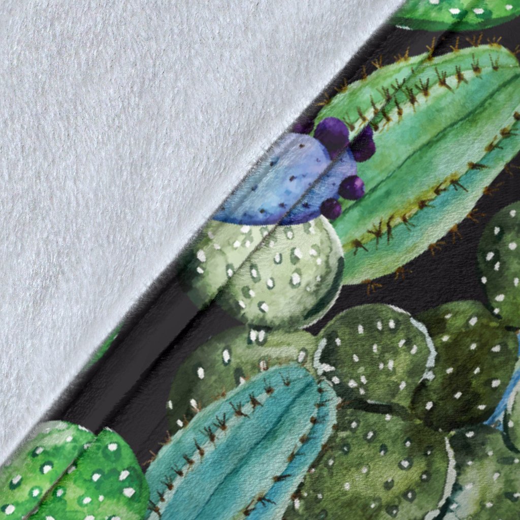 Cactus Watercolor Style Print Fleece Blanket