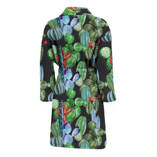 Cactus Watercolor Style Print Men Bath Robe-JTAMIGO.COM