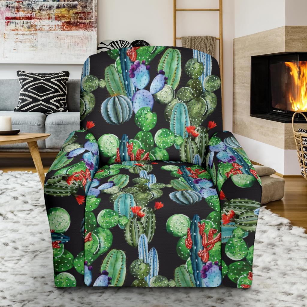 Cactus Watercolor Style Print Single Sofa Slipcover -JTAMIGO.COM