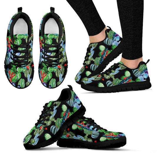 Cactus Watercolor Style Print Women Sneakers Shoes