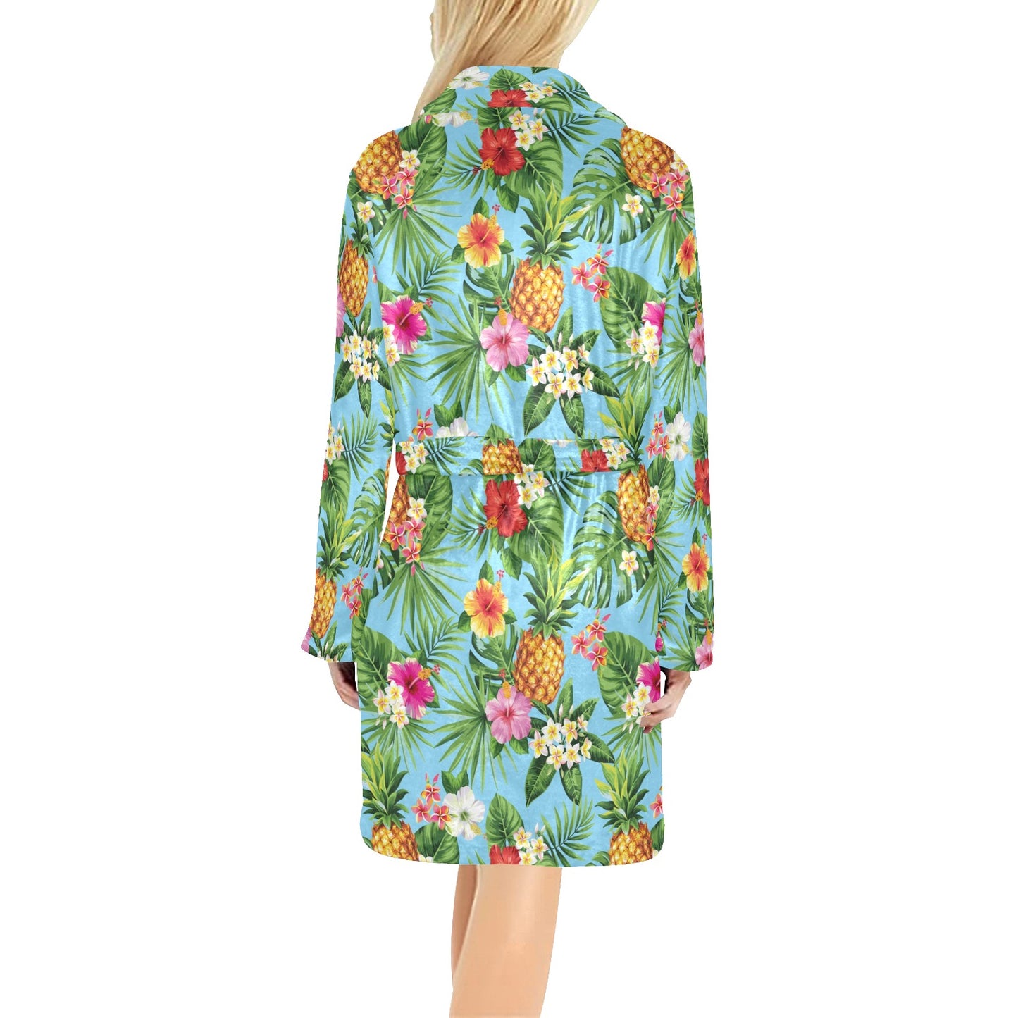 Pineapple Hawaiian flower Tropical Women's Fleece Robe