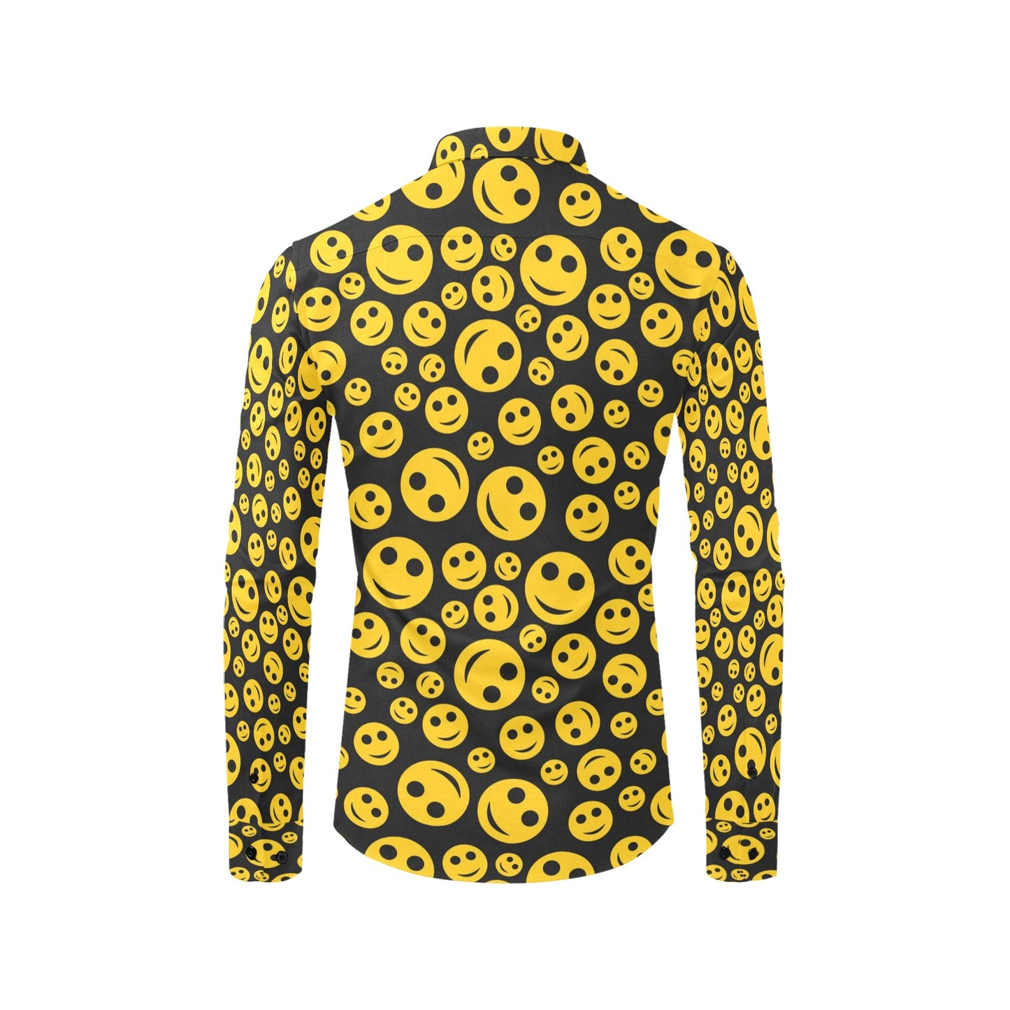 Smiley Face Emoji Print Design LKS304 Men's Long Sleeve Dress Shirt