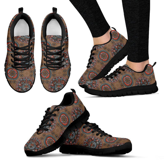 Calendar Aztec Design Print Pattern Women Sneakers Shoes
