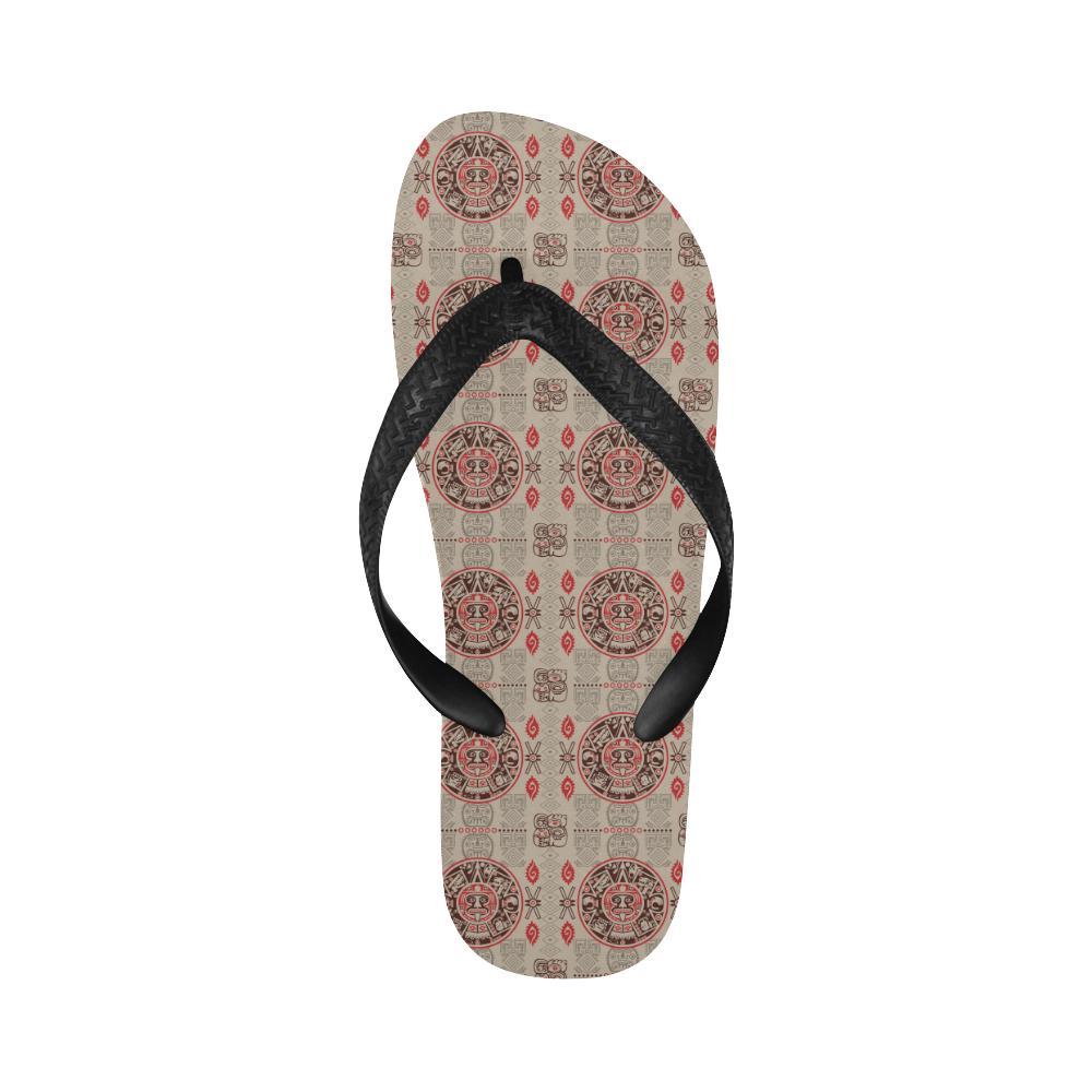 Calendar Aztec Print Pattern Flip Flops-JTAMIGO.COM
