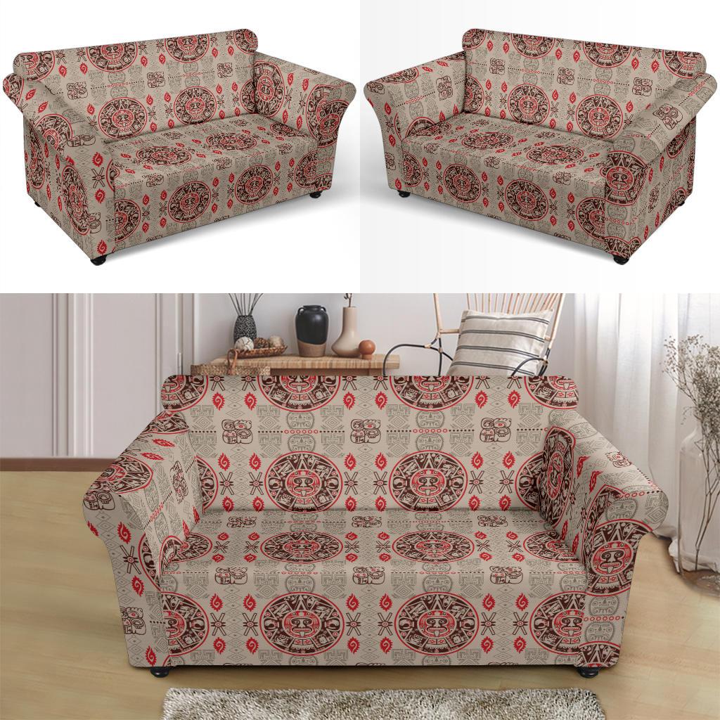Calendar Aztec Print Pattern Loveseat Slipcover-JTAMIGO.COM