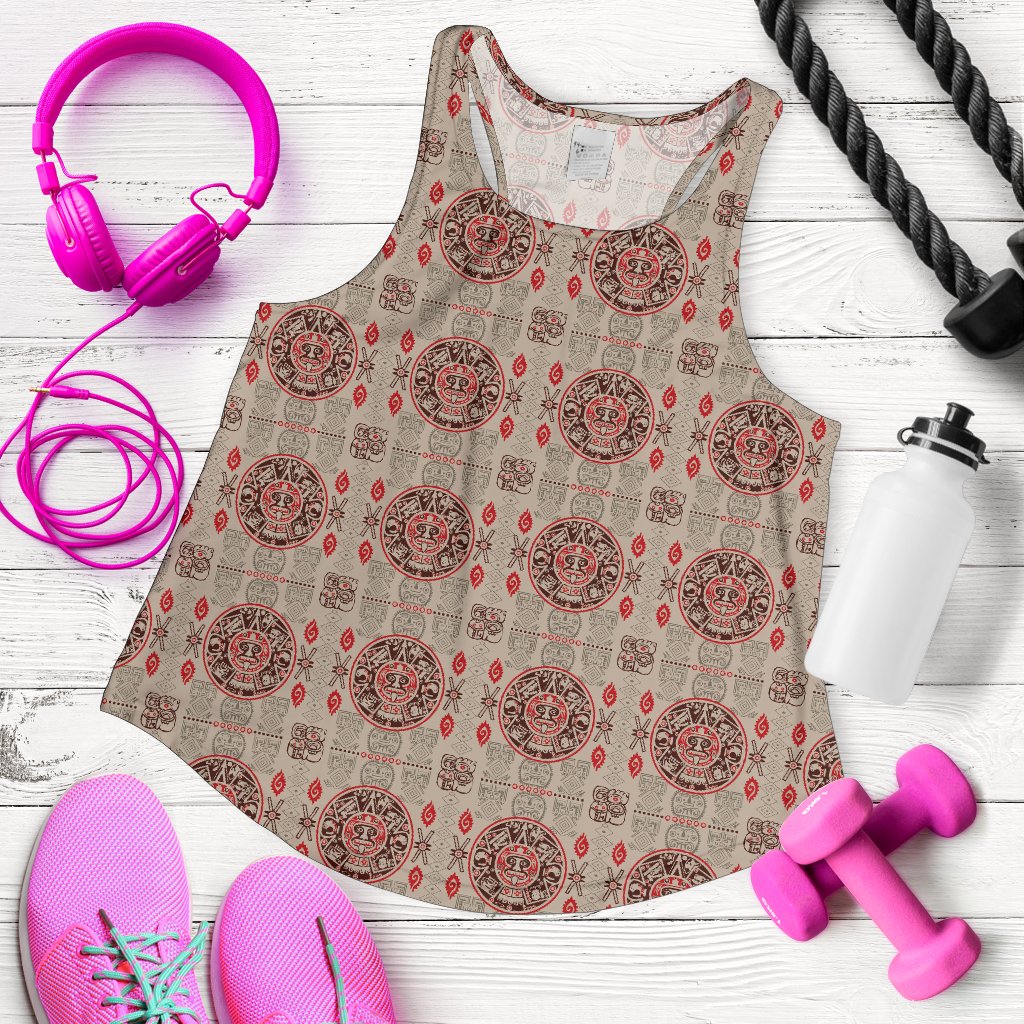 Calendar Aztec Print Pattern Women Racerback Tank Top
