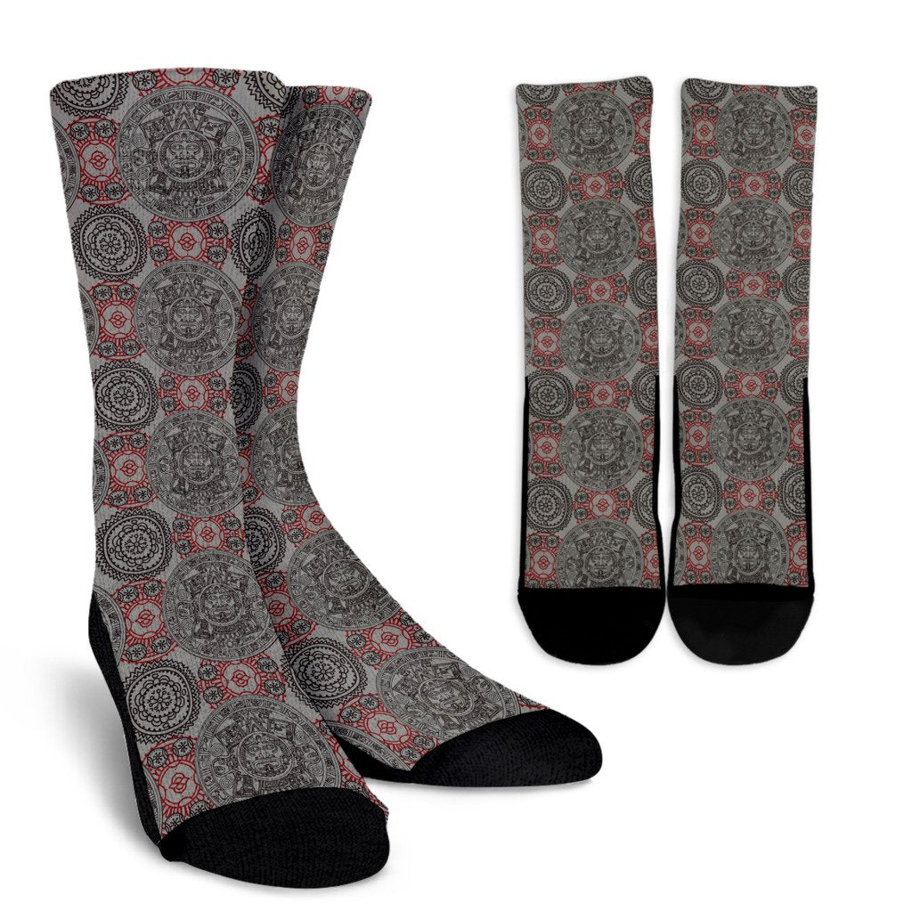 Calendar Aztec Style Print Pattern Crew Socks