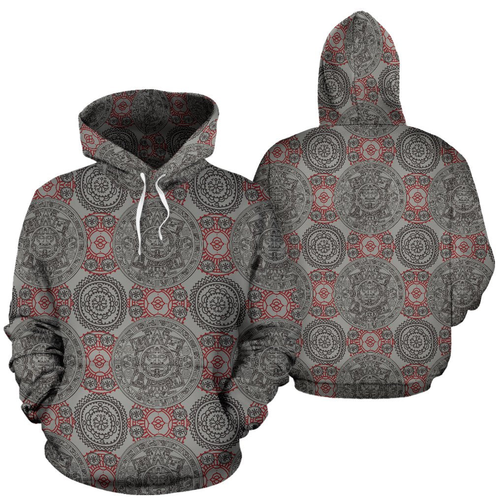 Calendar Aztec Style Print Pattern Pullover Hoodie
