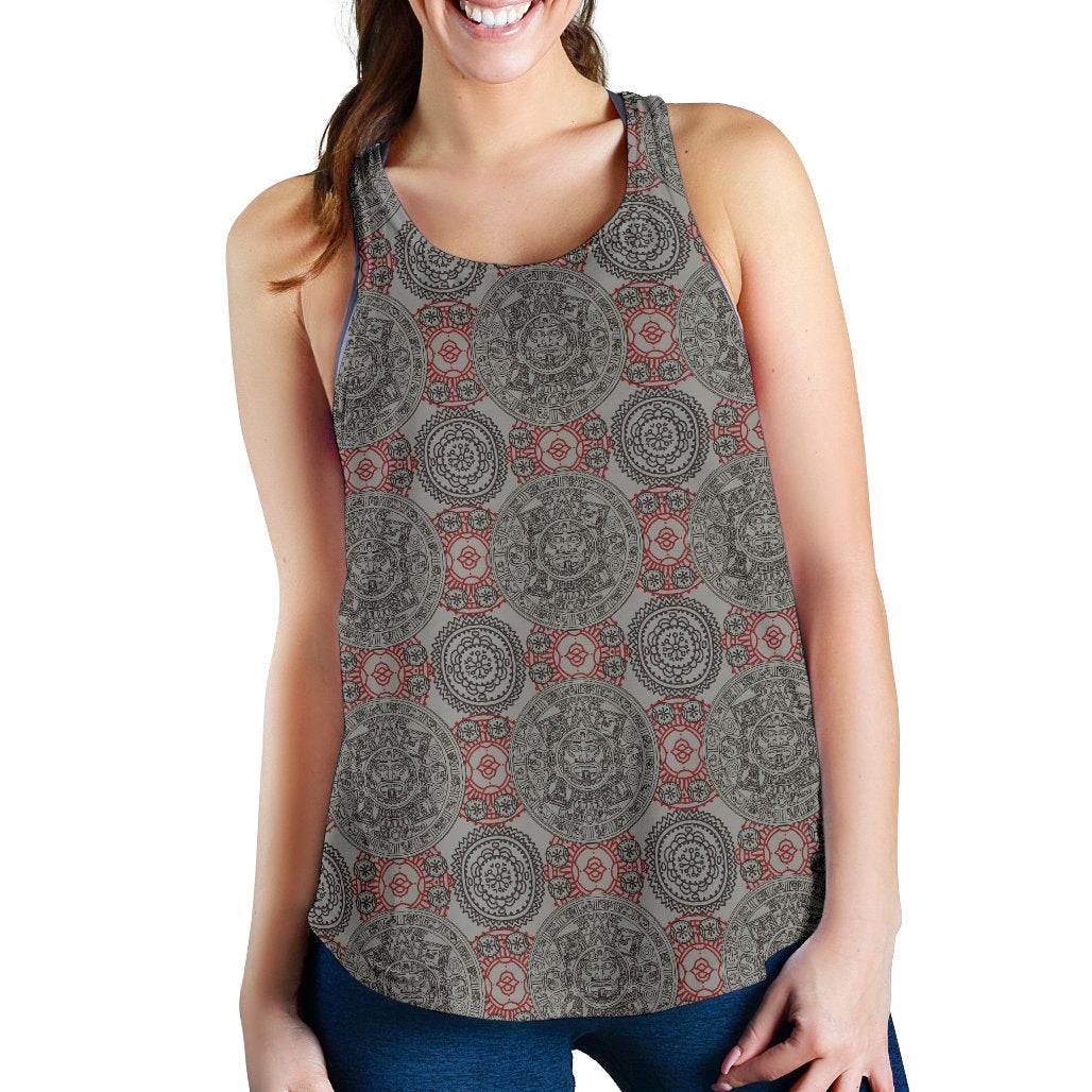 Calendar Aztec Style Print Pattern Women Racerback Tank Top