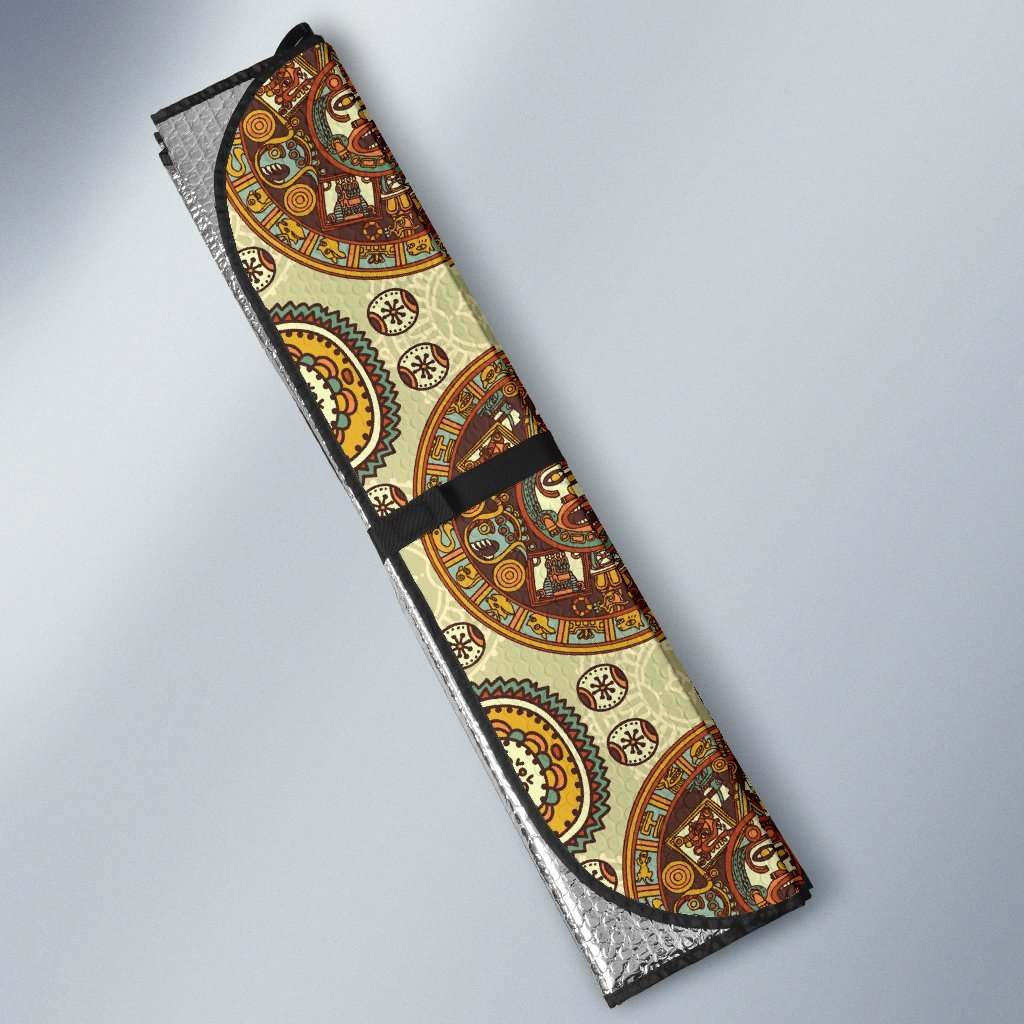 Calendar Aztec Themed Print Pattern Car Sun Shade For Windshield