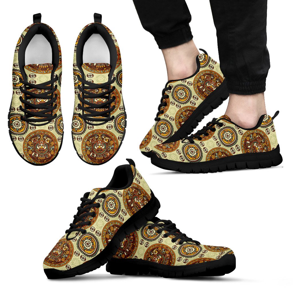 Calendar Aztec Themed Print Pattern Men Sneakers Shoes