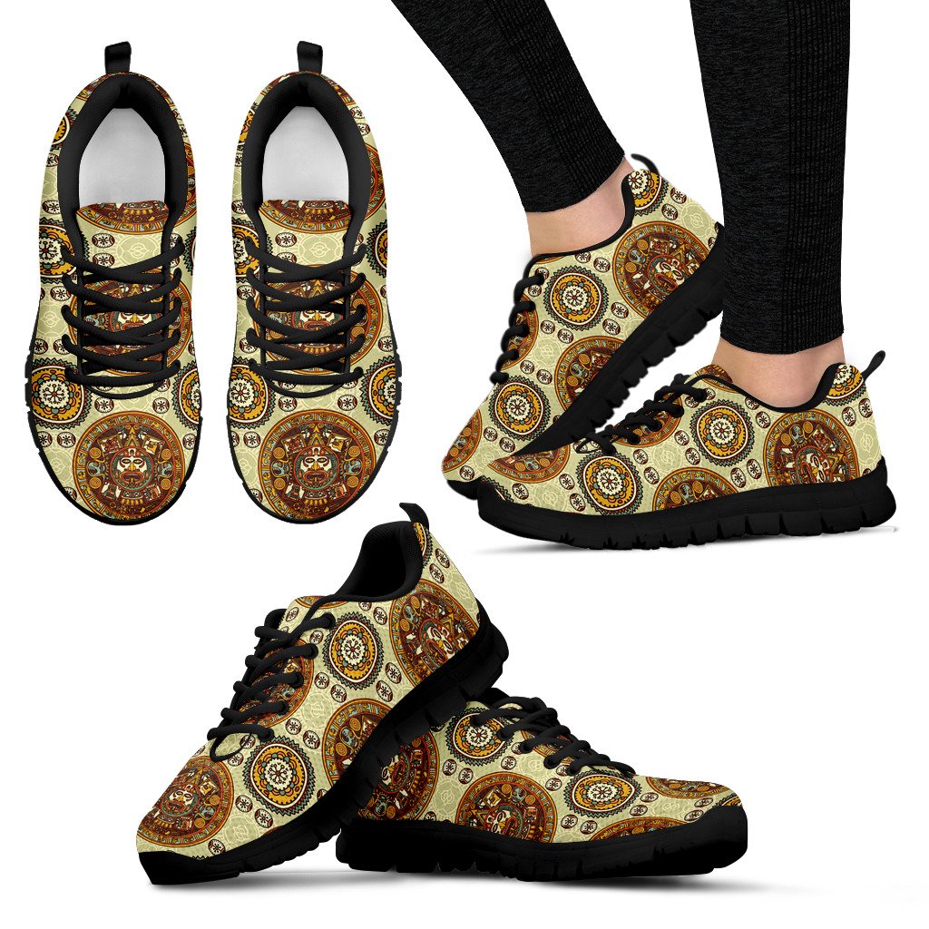 Calendar Aztec Themed Print Pattern Women Sneakers Shoes