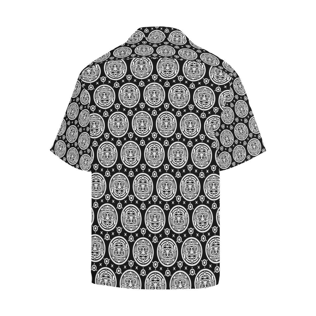 Calendar Aztec White Black Print Pattern Men Aloha Hawaiian Shirt
