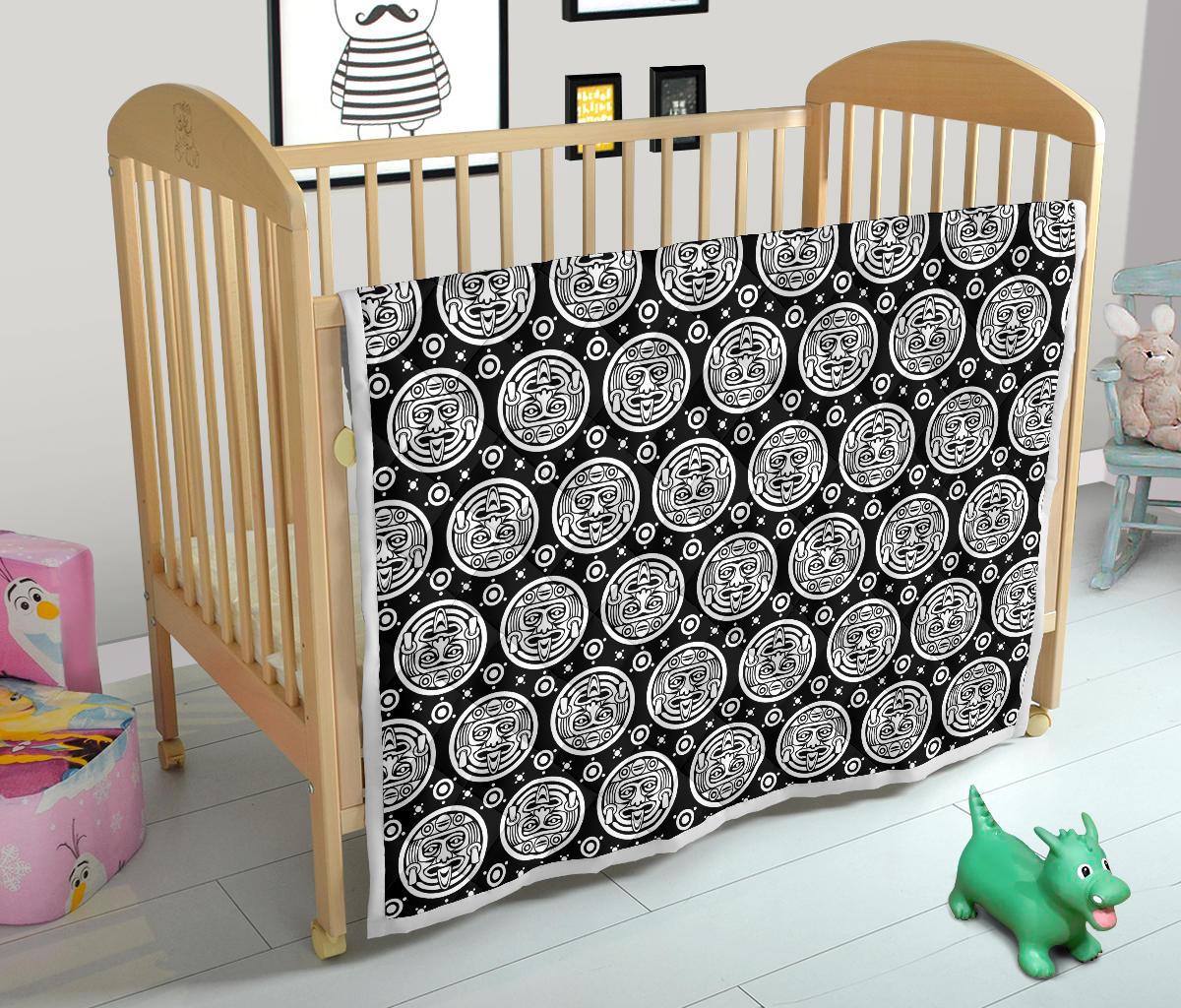 Calendar Aztec White Black Print Pattern Premium Quilt-JTAMIGO.COM
