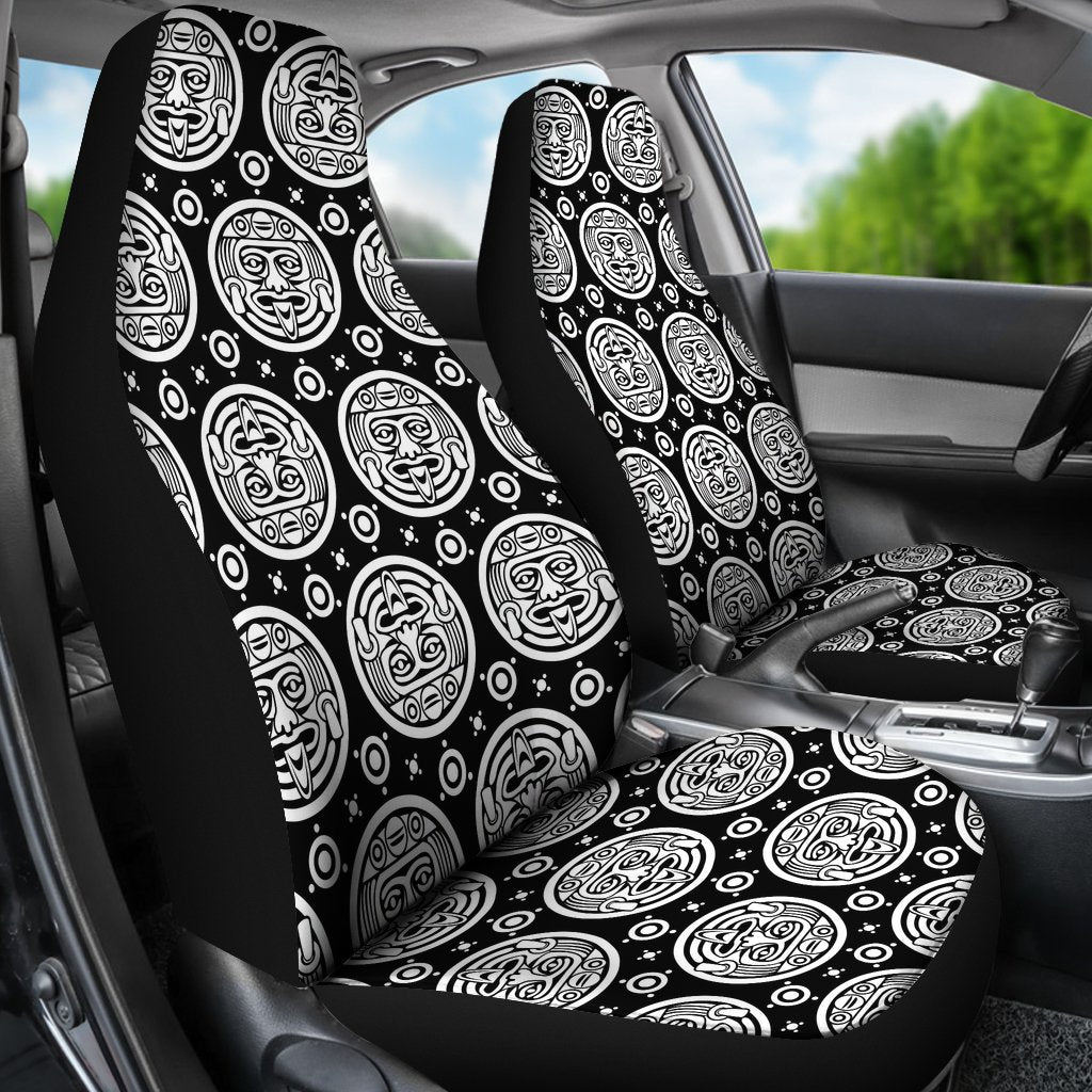 Calendar Aztec White Black Print Pattern Universal Fit Car Seat Covers