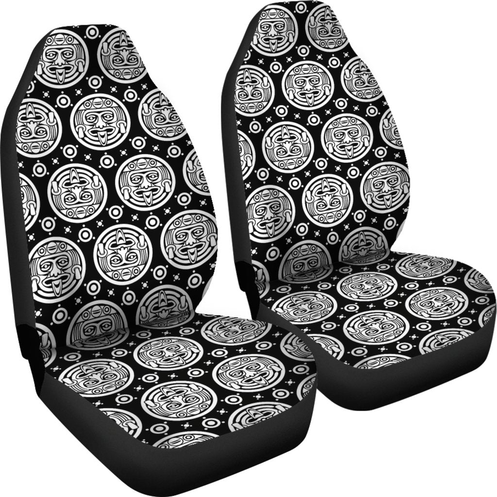 Calendar Aztec White Black Print Pattern Universal Fit Car Seat Covers