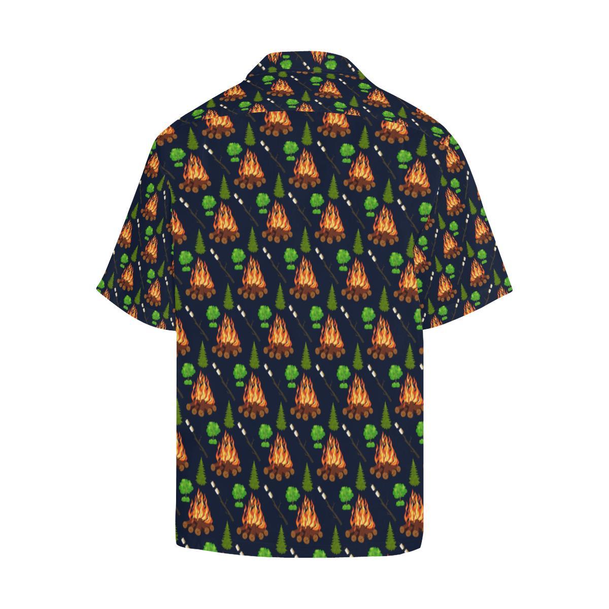Camfire marshmallow Camping Design Print Men Aloha Hawaiian Shirt