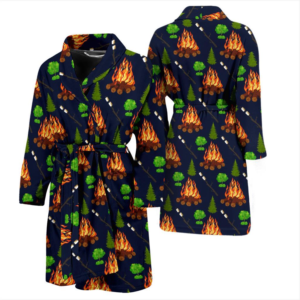 Camfire marshmallow Camping Design Print Men Bath Robe-JTAMIGO.COM