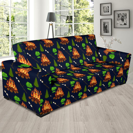 Camfire marshmallow Camping Design Print Sofa Slipcover-JTAMIGO.COM