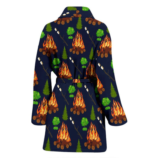 Camfire marshmallow Camping Design Print Women Bath Robe-JTAMIGO.COM