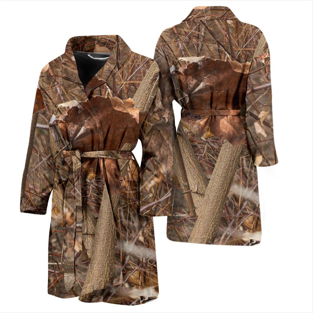 Camo Realistic Tree Forest Autumn Print Men Bath Robe-JTAMIGO.COM