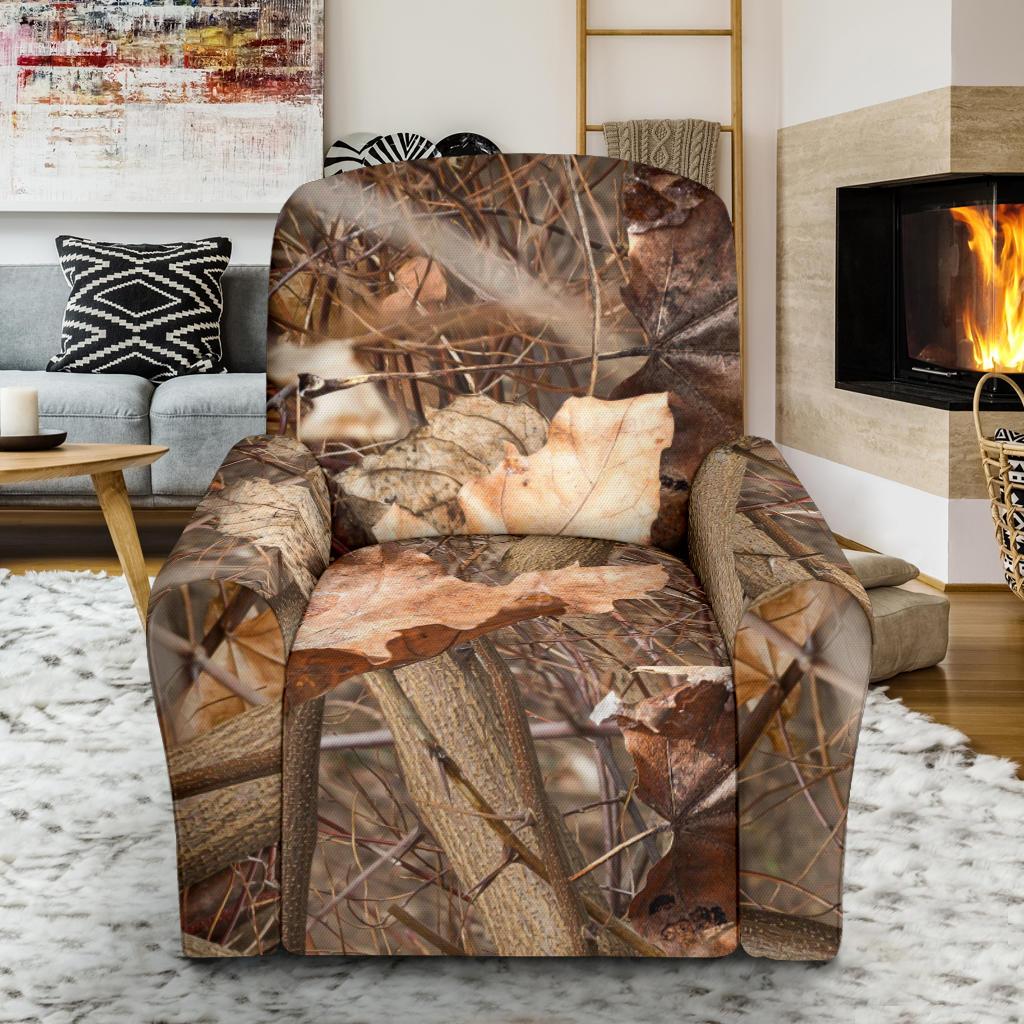 Camo Realistic Tree Forest Autumn Print Single Sofa Slipcover -JTAMIGO.COM