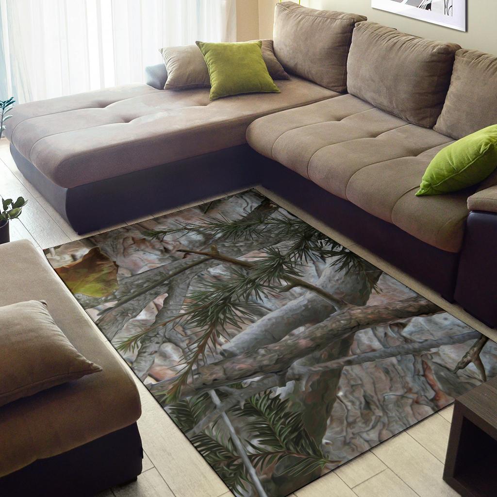 Camo Realistic Tree Forest Pattern Area Rugs-JTAMIGO.COM