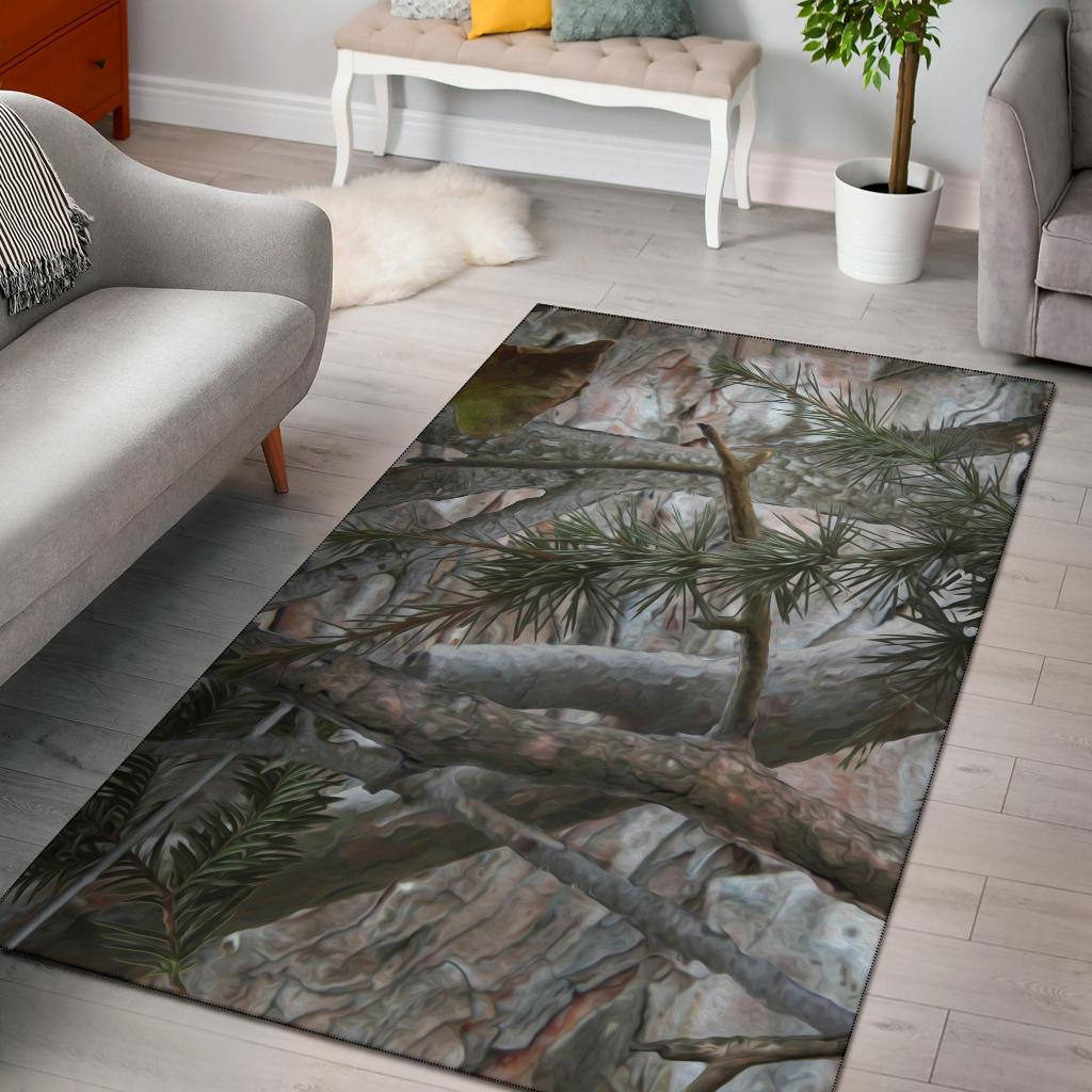 Camo Realistic Tree Forest Pattern Area Rugs-JTAMIGO.COM