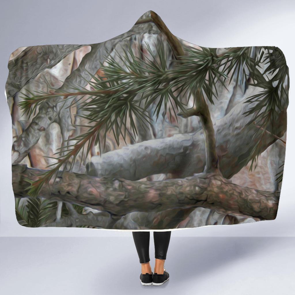 Camo Realistic Tree Forest Pattern Hooded Blanket-JTAMIGO.COM